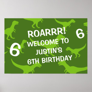 T-rex dinosaur theme Birthday party welcome poster