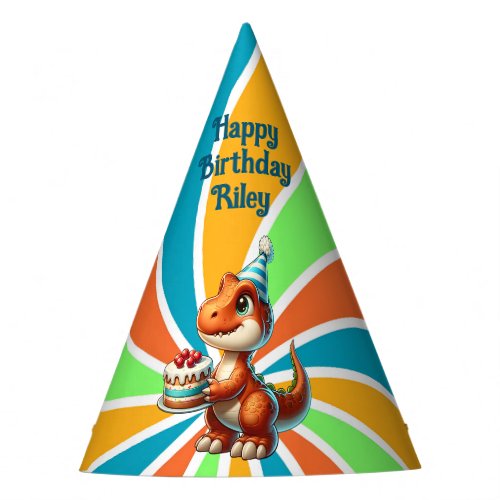 T_rex Dinosaur Themed Personalized Birthday Party Hat