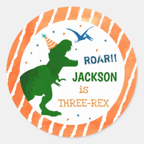T_rex Dinosaur Three Rex Party Favor Stickers