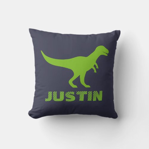 T Rex dinosaur throw pillow personalized for kids