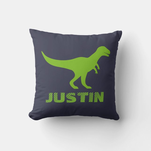 T Rex dinosaur throw pillow personalized for kids (Front)