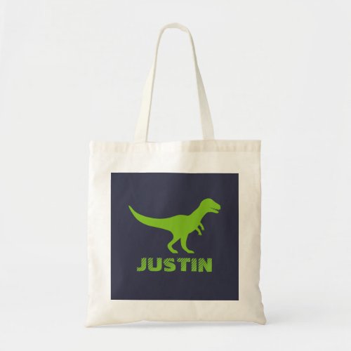 T Rex dinosaur tote bag personalized for kids