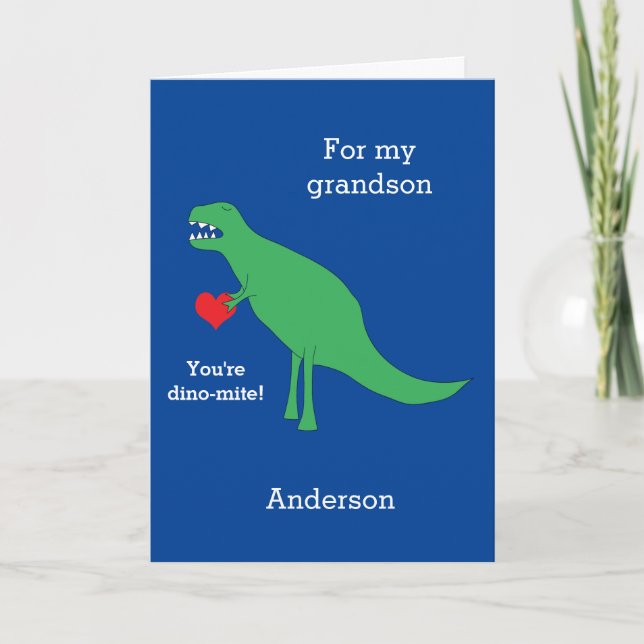 T-rex Dinosaur Valentine's Day Card (Front)