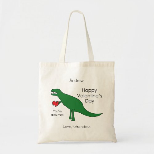 T_rex Dinosaur Valentines Day Tote Bag