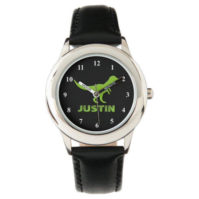 T rex dinosaur watch personalized with kids name (Front)