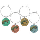 T-Rex Dinosaur Wine Glass Charms Set