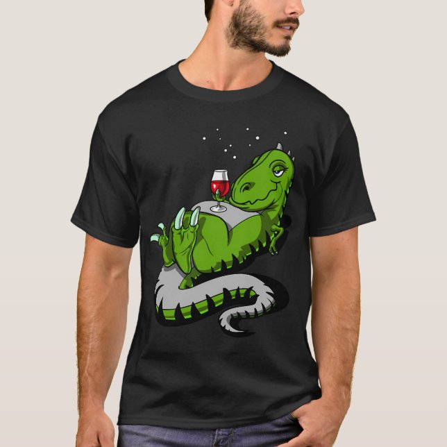 T-Rex Dinosaur Wine Party T-Shirt (Front)