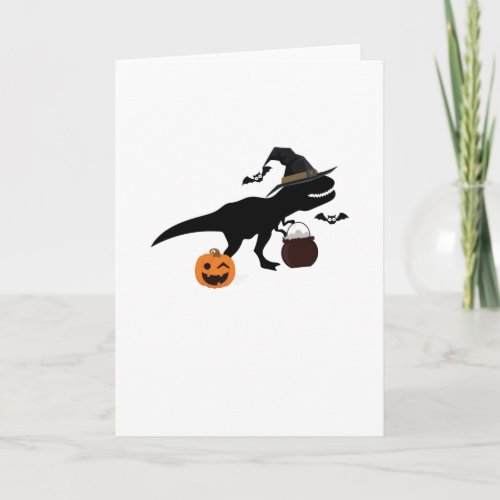 T_Rex Dinosaur Witch Halloween Funny Gift Card