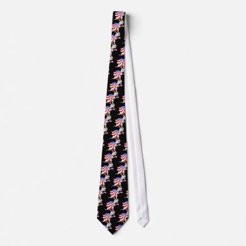 T_Rex dinosaur with american flag Independence day Neck Tie