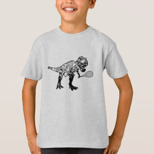 T-Rex Dinosaur With Tennis Racket Kids T-Shirt
