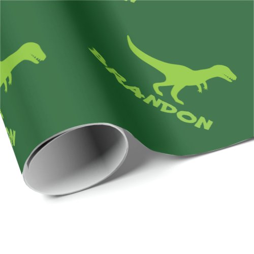 T_rex dinosaur wrapping paper and custom kids name