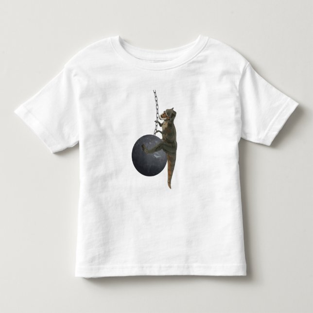 T-Rex Dinosaur Wrecking Ball Toddler T-shirt (Front)