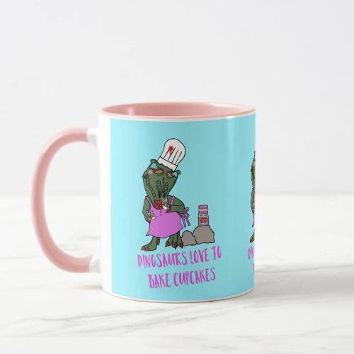 T_Rex Dinosaurs Love to Bake Cupcakes Mug