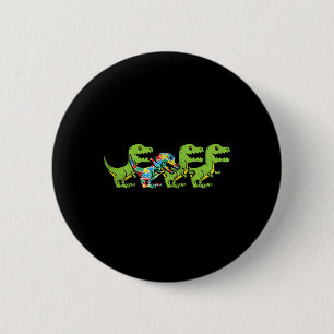 T-Rex Dinosaurs Puzzle Dino Autism Awareness ASL B Button