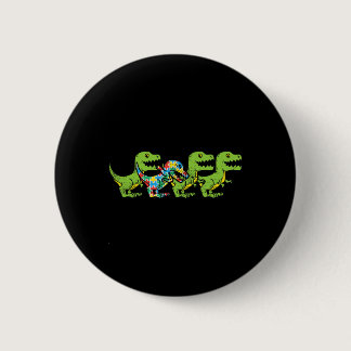 T-Rex Dinosaurs Puzzle Dino Autism Awareness ASL B Button