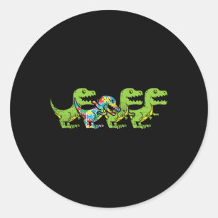 T-rex Dinosaurs Puzzle Dino Autism Awareness Asl B Classic Round Sticker