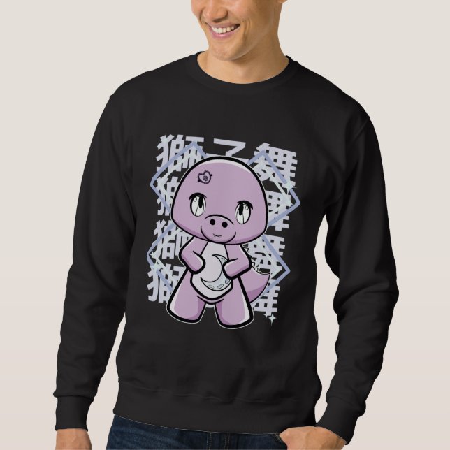 T Rex Dinsoaur With Moon Pastel Goth Sweatshirt (Front)