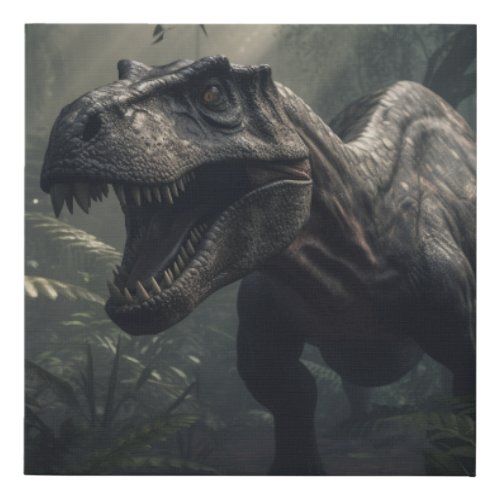 T_Rex Dominating Forest Jurassic Park Theme Faux Canvas Print