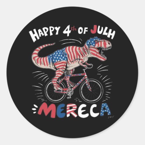 T_Rex donning the colors of the American flag_2 Classic Round Sticker