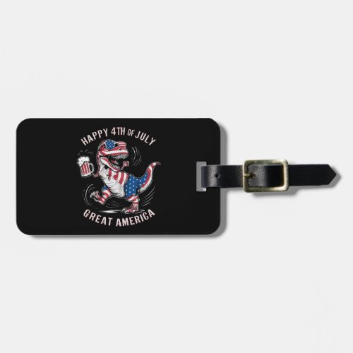 T_Rex donning the colors of the American flag Luggage Tag