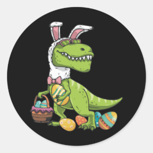 T Rex Easter Bunny Dinosaur Boys Basket Stuffers Classic Round Sticker
