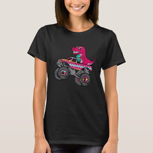 T Rex Easter Bunny Dinosaur Boys Monster Truck Kid T-Shirt (Front)