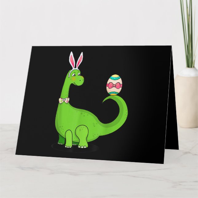 T Rex Easter Bunny Funny Dinosaur Egg Boys Kids To Card (Front)