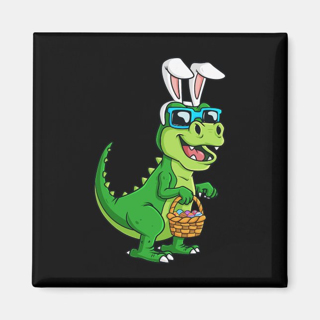 T Rex Easter Bunny With Eggs Basket Fun Dinosaur B Magnet (Front)