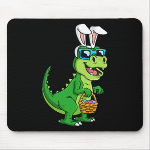 T Rex Easter Bunny With Eggs Basket Fun Dinosaur B Mouse Pad