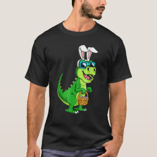 T Rex Easter Bunny With Eggs Basket Funny Dinosaur T-Shirt