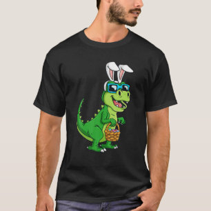 T Rex Easter Bunny With Eggs Basket Funny Dinosaur T-Shirt