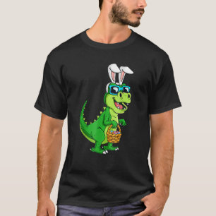 T Rex Easter Bunny With Eggs Basket Funny Dinosaur T-Shirt
