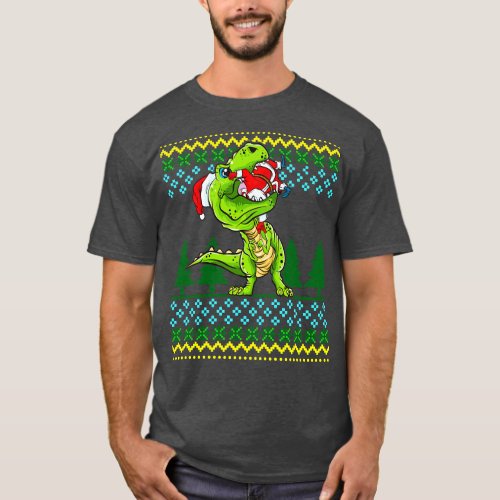 T Rex Eating Santa Claus Christmas Ugly Sweater Pa