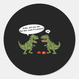T Rex Eats Jack O Lantern Halloween Boys Girls Kid Classic Round Sticker