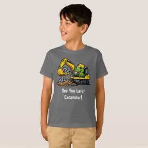 T-Rex Excavator Construction Boys T-Shirt