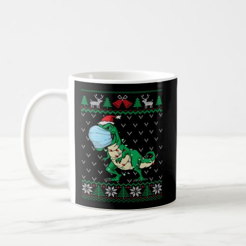 T Rex Face Mask Dinosaur Santa Ugly Christmas Coffee Mug
