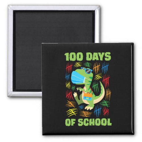T_Rex Face Mask Fun 100 Days of School Boys Girls  Magnet