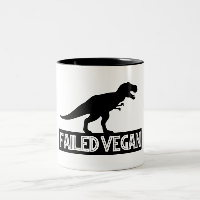 T-Rex Failed Vegan Two-Tone Coffee Mug (Center)