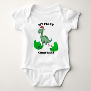 T-Rex First Christmas Baby - Dino Holiday Bodysuit