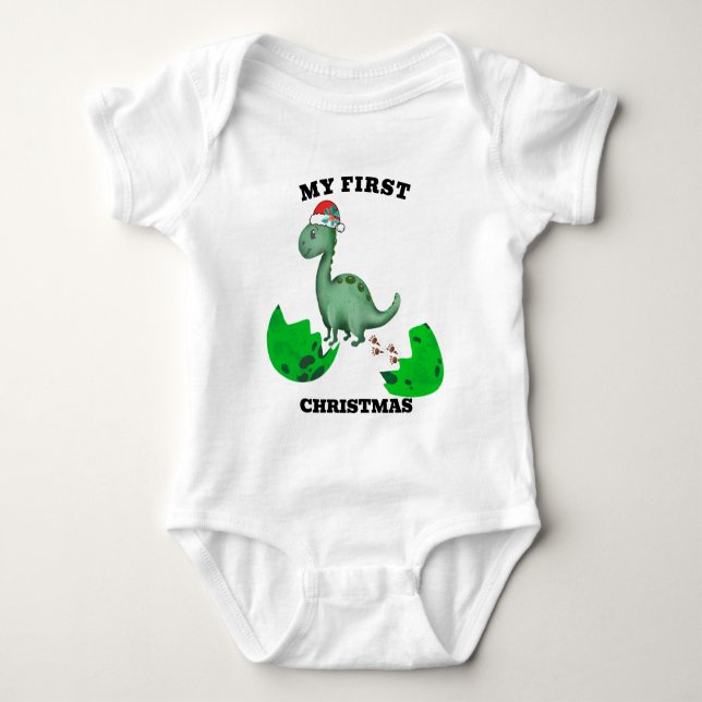 T-Rex First Christmas Baby - Dino Holiday Bodysuit (Front)