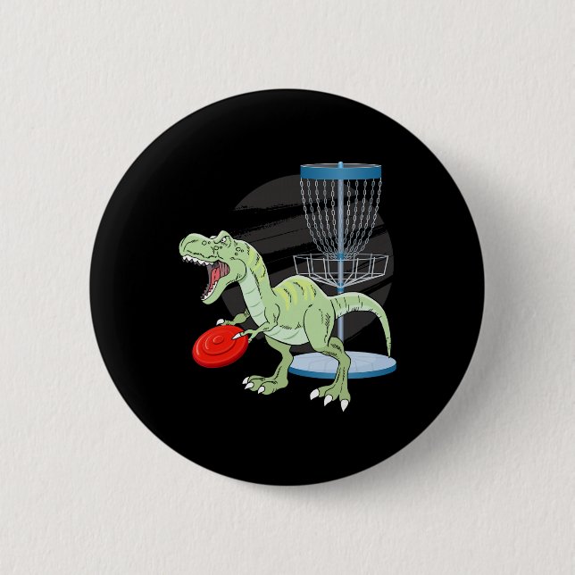 T Rex Frisbee Dinosaur Recreational Tosser Dino Di Button (Front)
