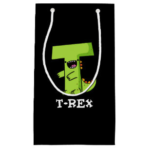 T-Rex Funny Alphabet Dinosaur Pun Dark BG Small Gift Bag