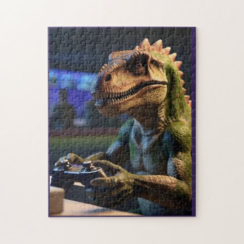 T_Rex Gamer Funny Dinosaur Jigsaw Puzzle