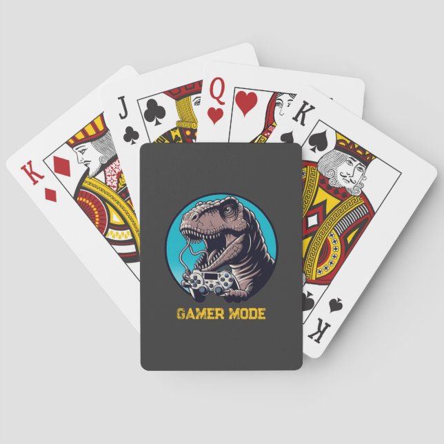 T-Rex Gamer Mode Dinosaur Art Poker Cards (Back)
