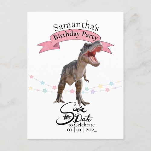 T Rex Girl Save the Date Jurassic World Postcard