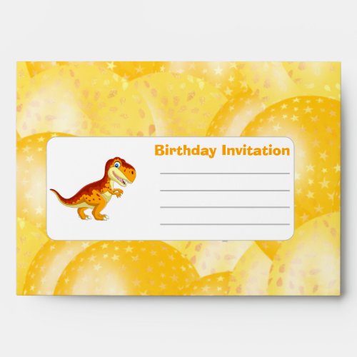 T Rex Gold Birthday Envelope