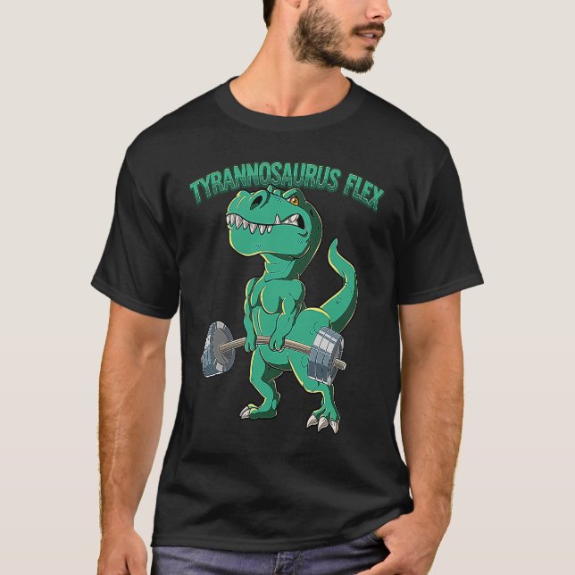 T Rex Gym Bodybuilding Tyrannosaurus Flex T-Shirt (Front)