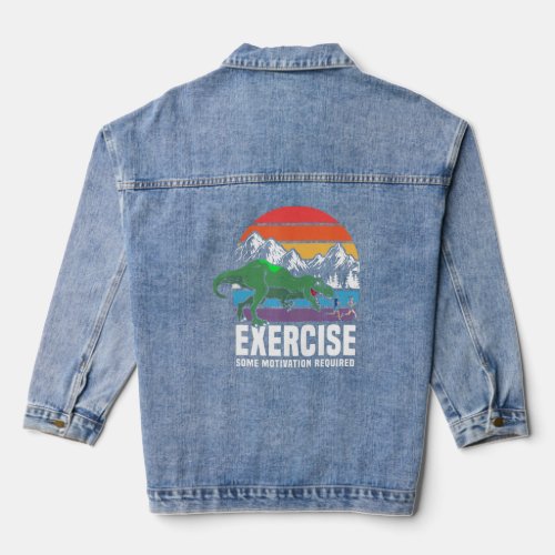 T Rex Gym Exercise Workout Fitness Motivational Ru Denim Jacket