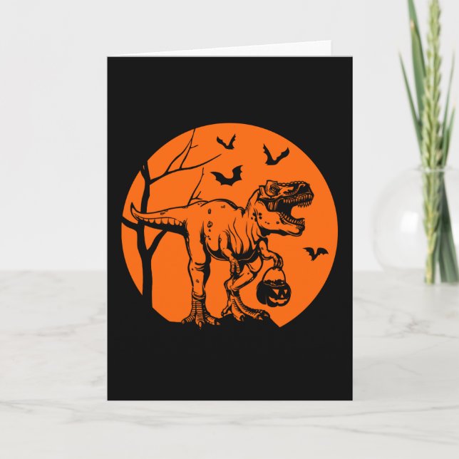 t rex halloween dinosaur gift for him her card (Front)