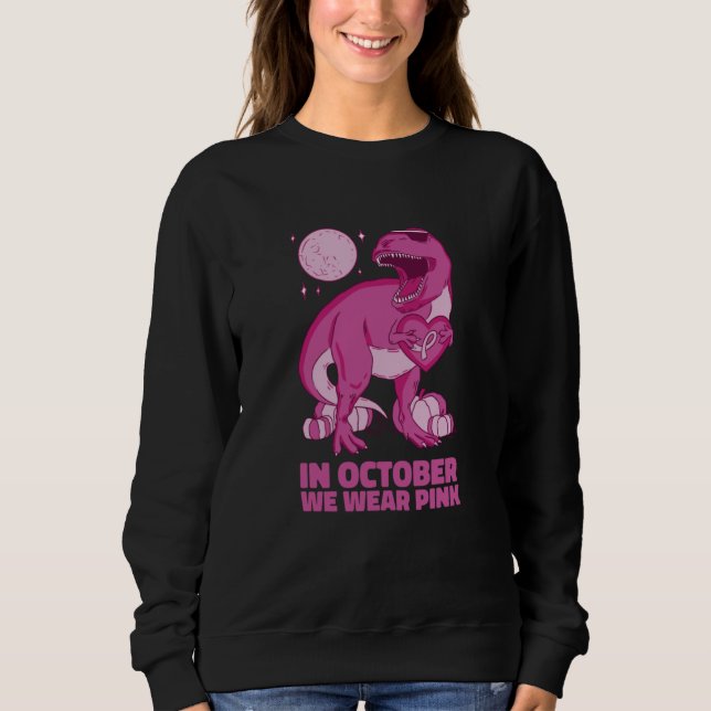 T Rex Halloween October Pink  Men Women Sweatshirt (Front)
